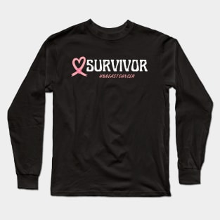 Heart Shape Pink Ribbon Breast Cancer Survivor Long Sleeve T-Shirt